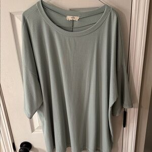 entro Mint Green Ribbed Short Sleeve Tee
